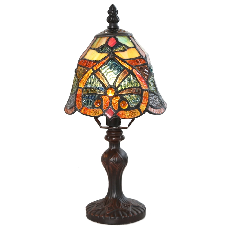 12" Multicolor Mini Tiffany Style Accent Lamp - Webbed Heart - Northern ...
