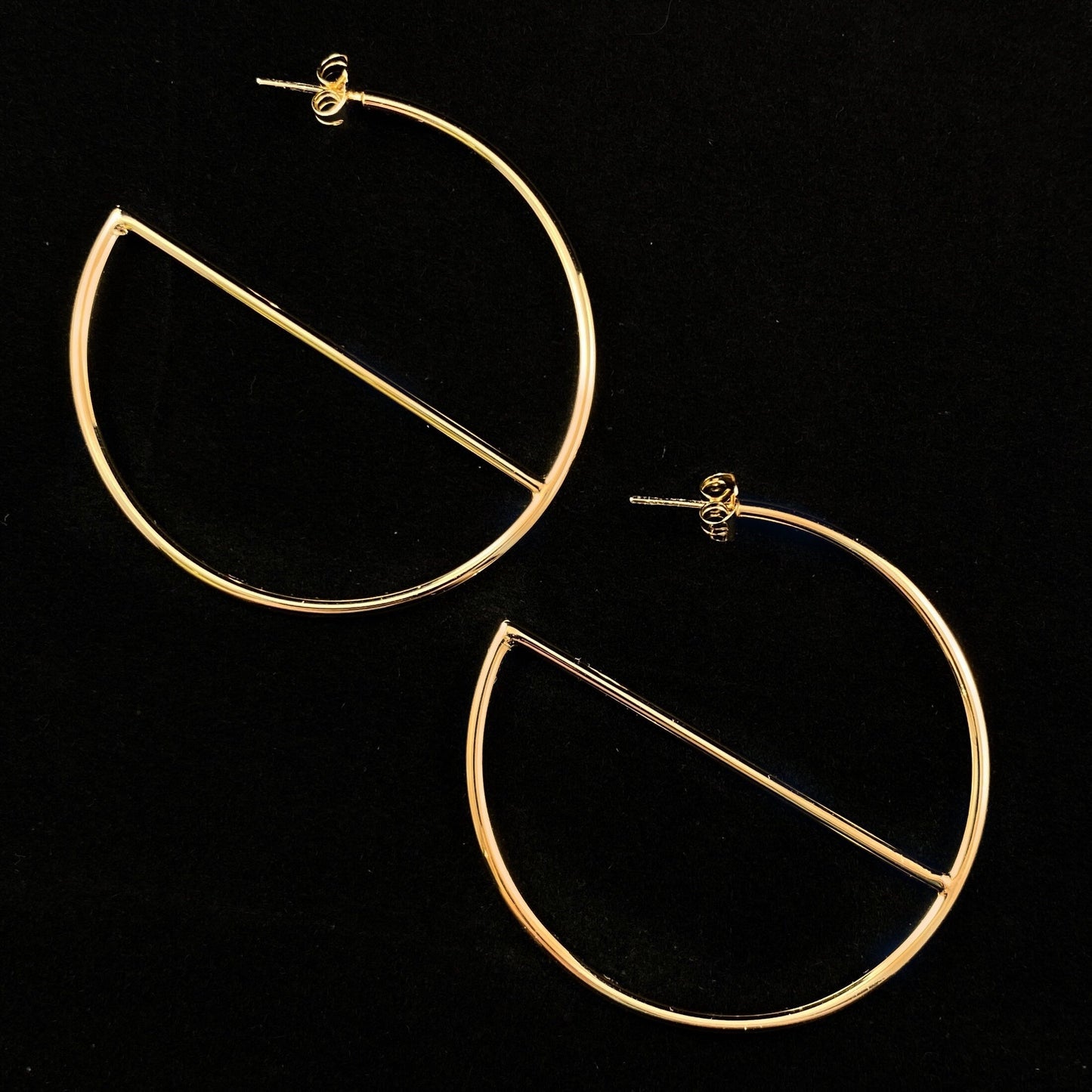 1920s Large Gold Minimalist Hoops Earrings - Glam