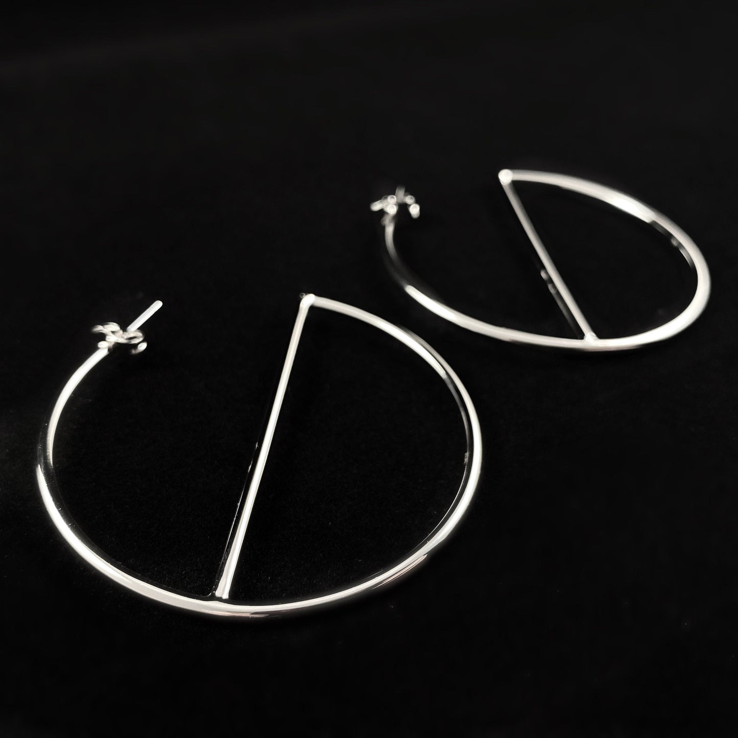 1920s Large Silver Minimalist Hoops Earrings - Glam