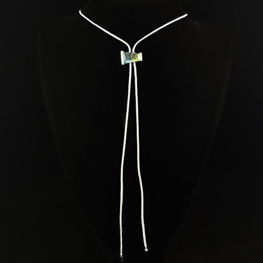 1920s Silver Bolo Art Deco Necklace with Ocean Green Quartz Stone - Delano