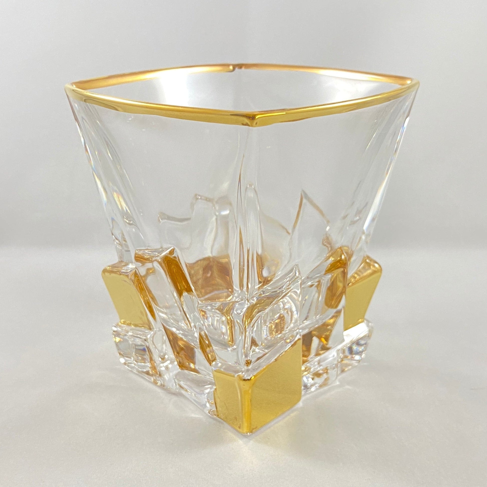 24kt Gold Venetian Whiskey Glass - Handmade in Italy, Colorful Murano Glass