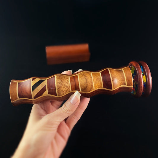 7 Inch Handmade Wooden Kaleidoscope with Padauk Marquetry
