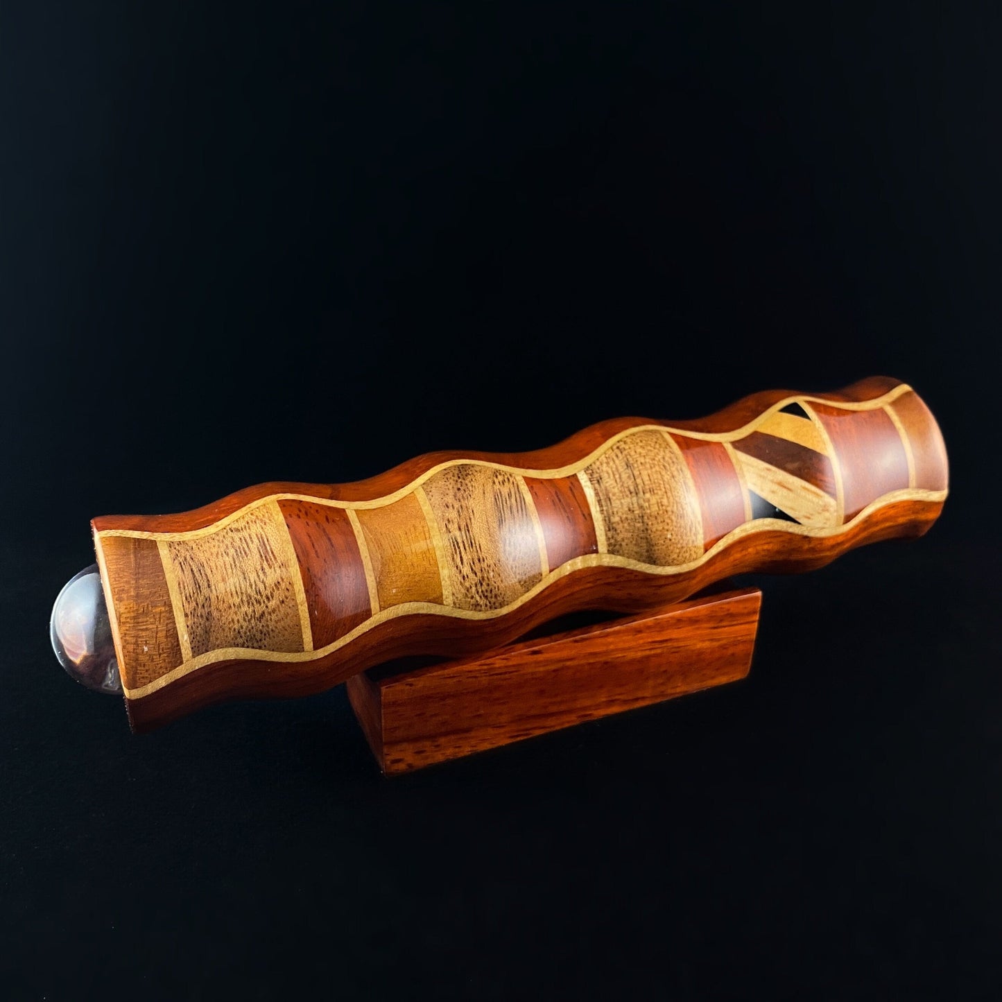 7 Inch Handmade Wooden Teleidoscope with Padauk Marquetry