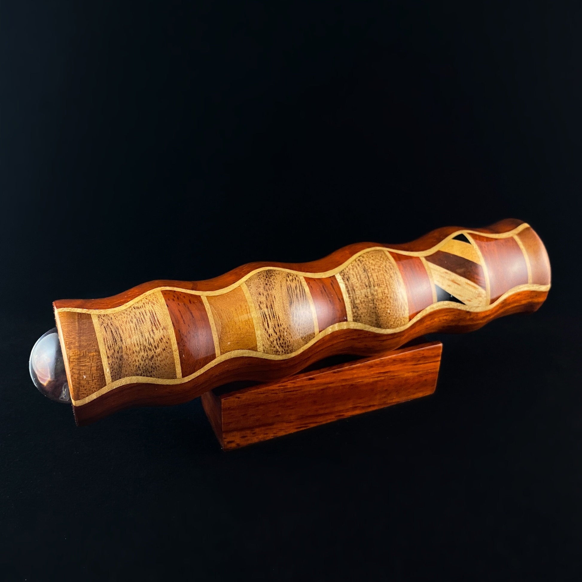 7 Inch Handmade Wooden Teleidoscope with Padauk Marquetry