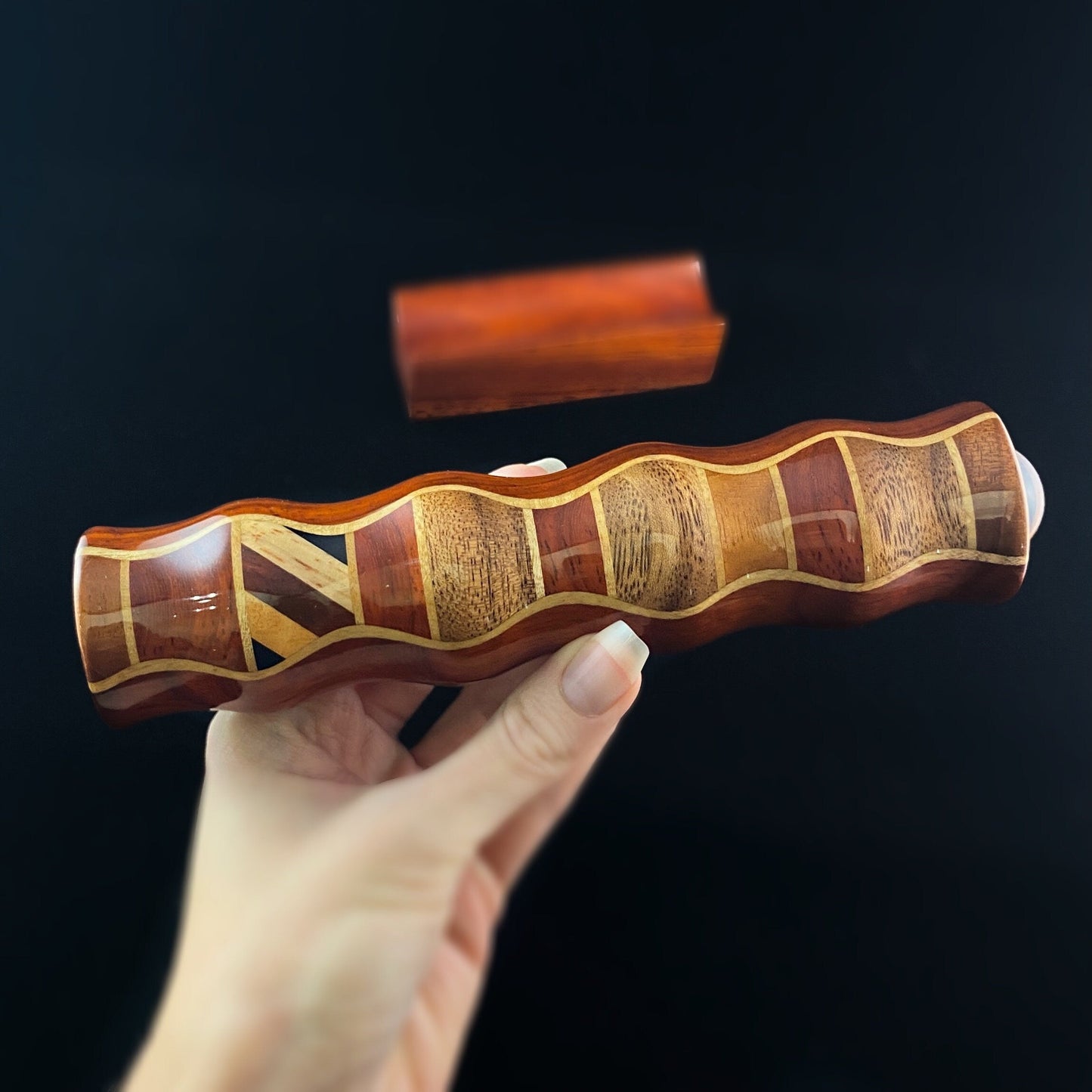 7 Inch Handmade Wooden Teleidoscope with Padauk Marquetry