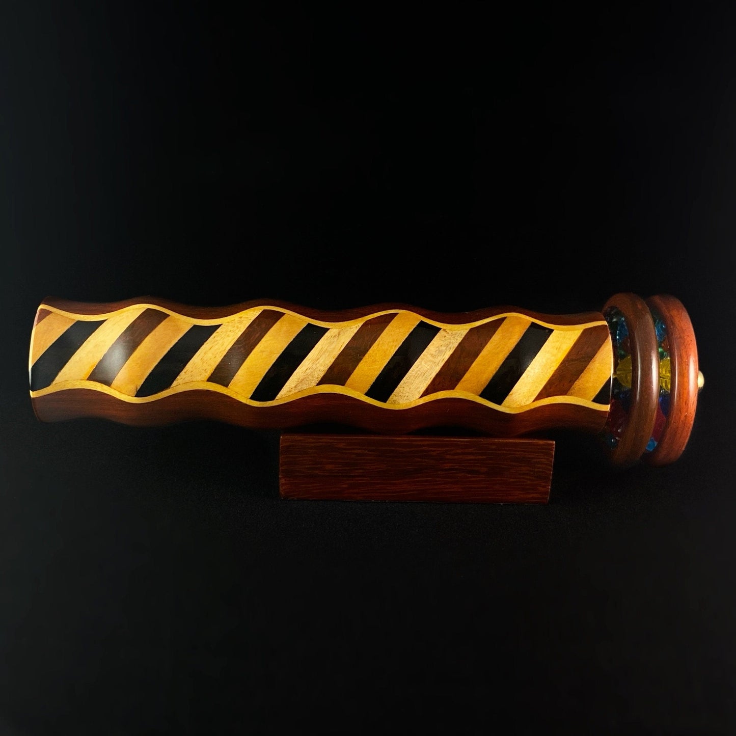 7 Inch Handmade Wooden Wheel Kaleidoscope with Padauk Marquetry