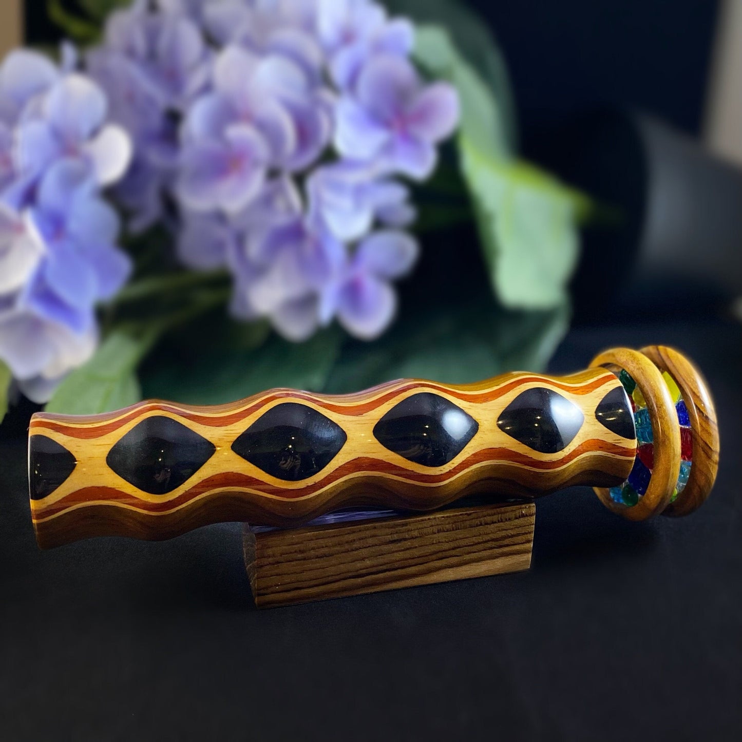 9 Inch Handmade Wooden Wheel Kaleidoscope with Teak/Ebony