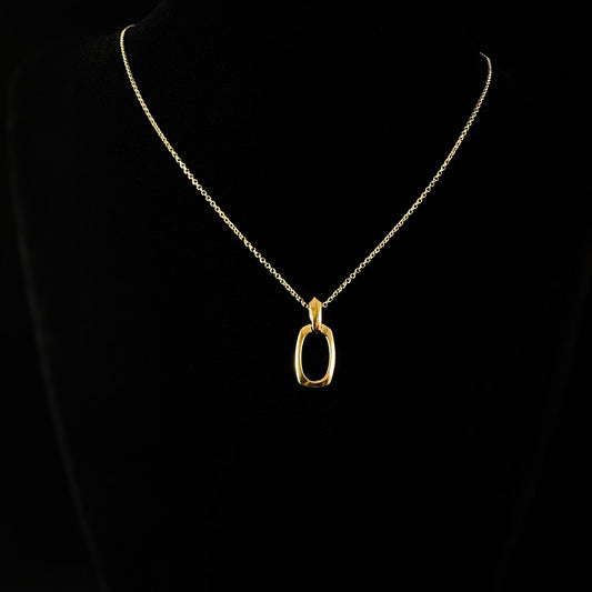 925 Sterling Silver and 18kt Gold Oval Pendant Necklace -