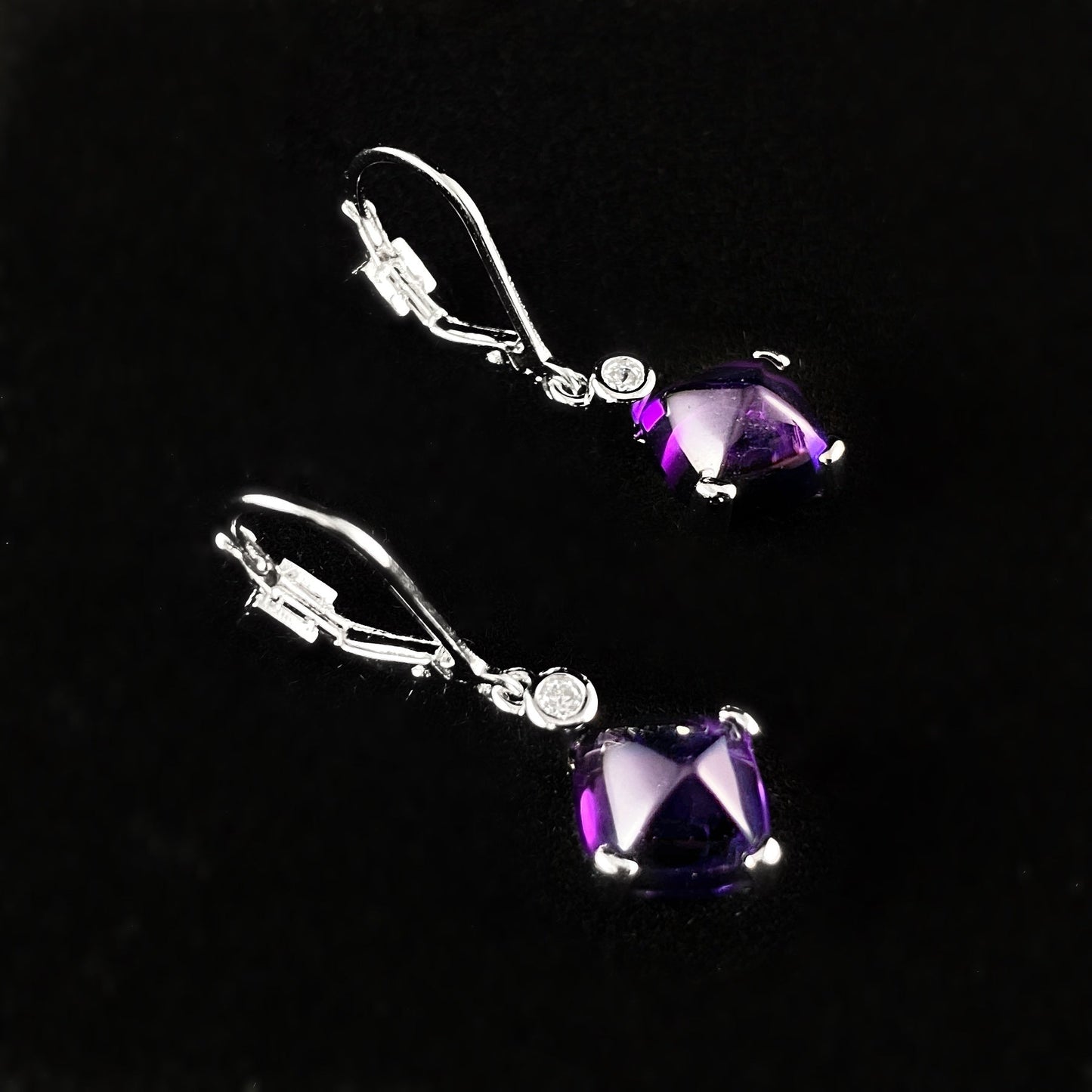 925 Sterling Silver and Amethyst Drop Earrings - Elle