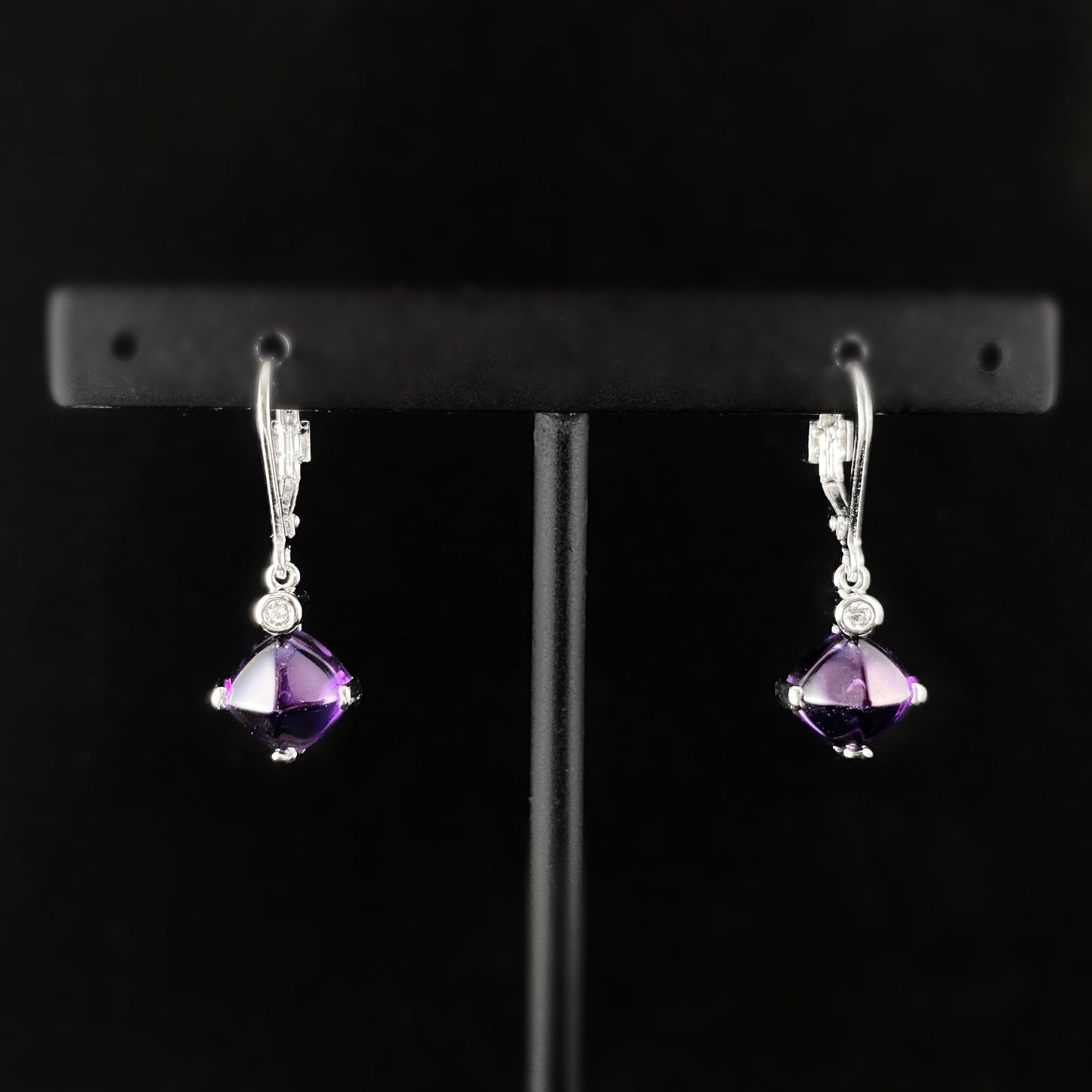 925 Sterling Silver and Amethyst Drop Earrings - Elle