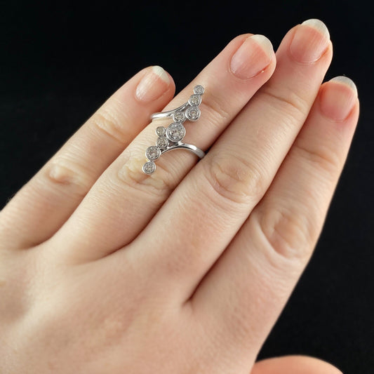 925 Sterling Silver and CZ Crystal Cluster Ring - Elle Jewelry