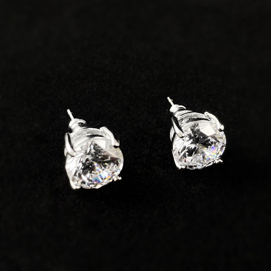 925 Sterling Silver and CZ Stone Glamorous Stud Earrings - Elle Jewelry