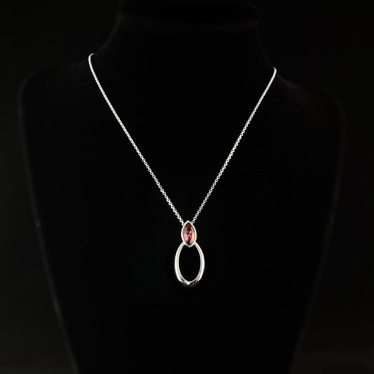 925 Sterling Silver and Pink Swarovski Crystal Pendant - Elle Jewelry