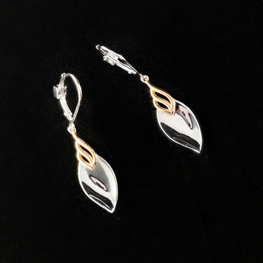 925 Sterling Silver and Rose Gold Petal Earrings - Elle Jewelry