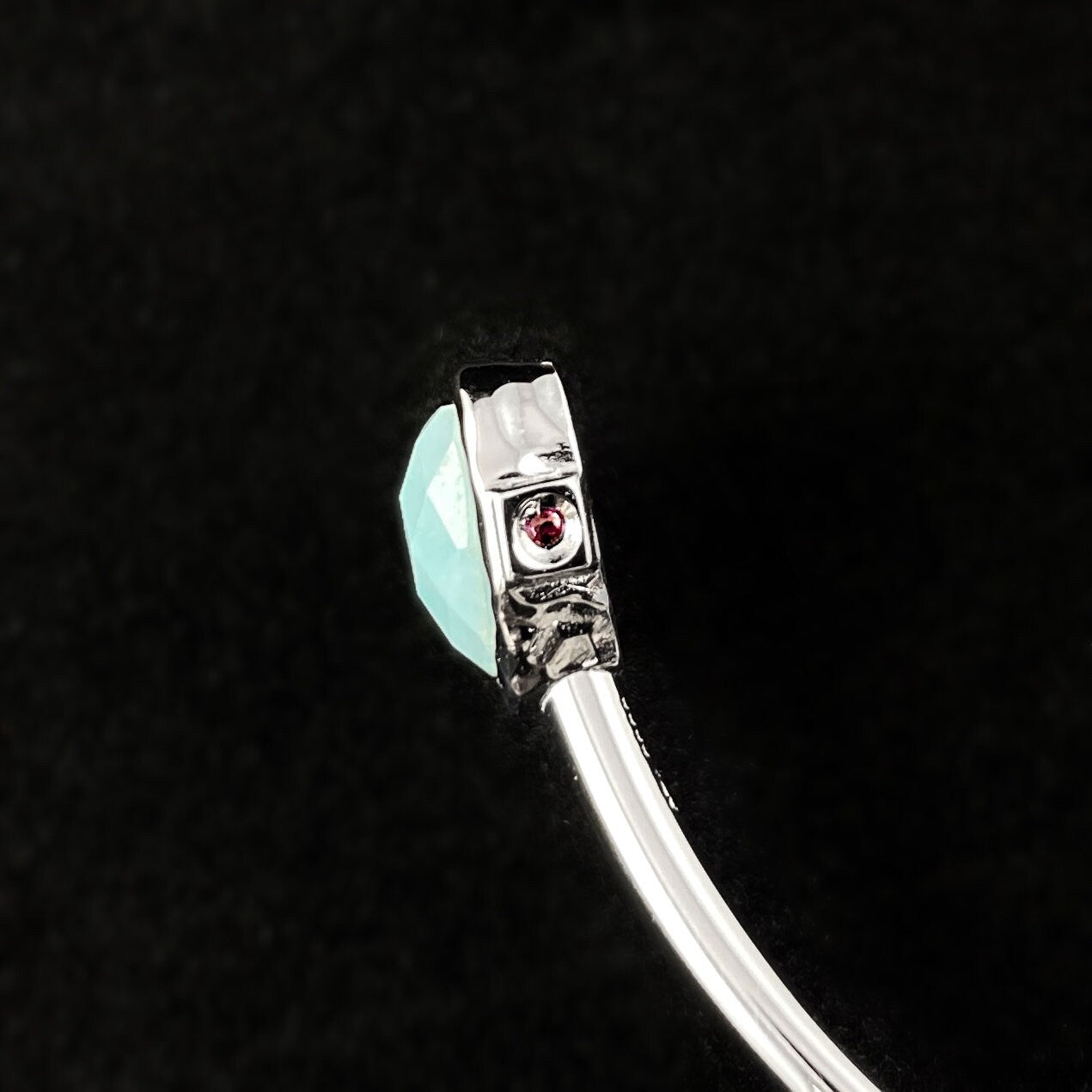 925 Sterling Silver Cuff Bracelet with Green and Smoky Quartz - Elle Jewelry