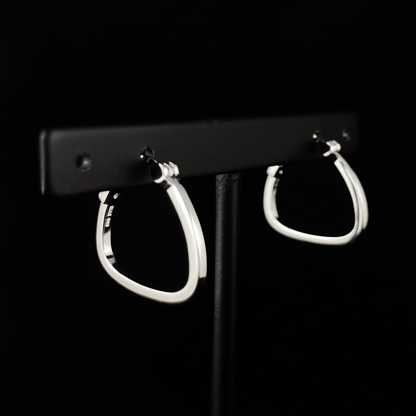 925 Sterling Silver Flat Bottom Hoop Earrings - Elle Jewelry