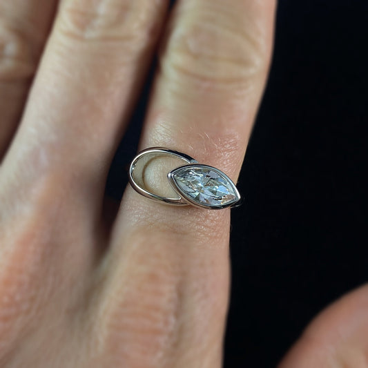 925 Sterling Silver With Clear Marquise Cut Swarovski