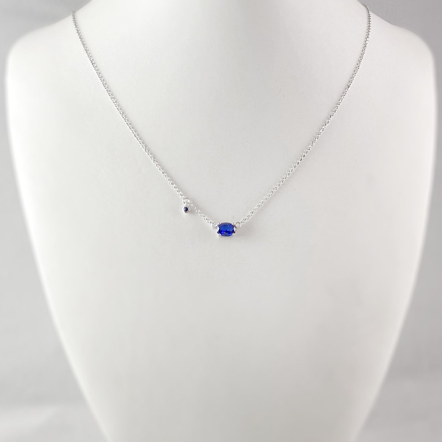 925 Sterling Silver and Sapphire Pendant Necklace - Elle Jewelry
