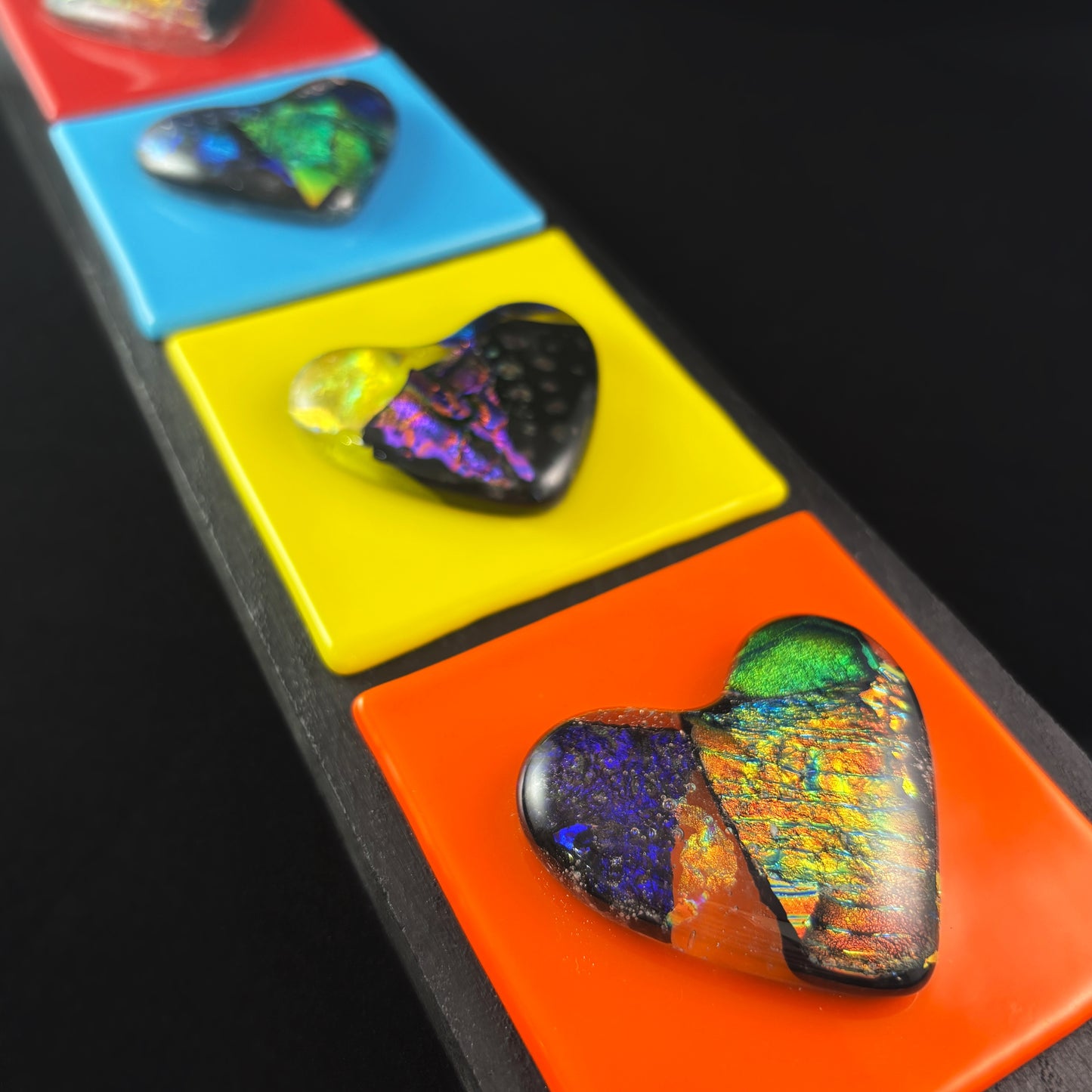 5 Bright Hearts Glass Wall Decor - Made in USA