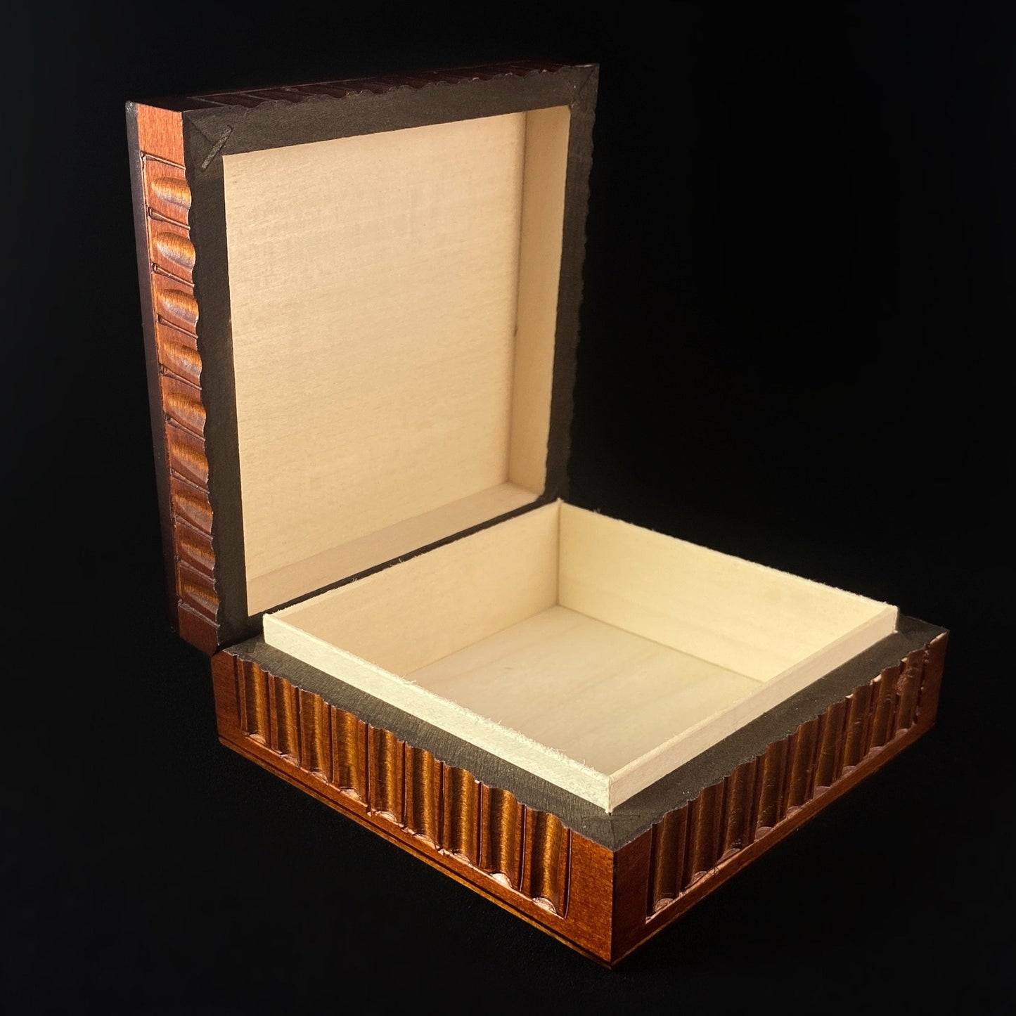 All Purpose Decorative Keepsake Box, Handmade Hinged Wooden Treasure Box
