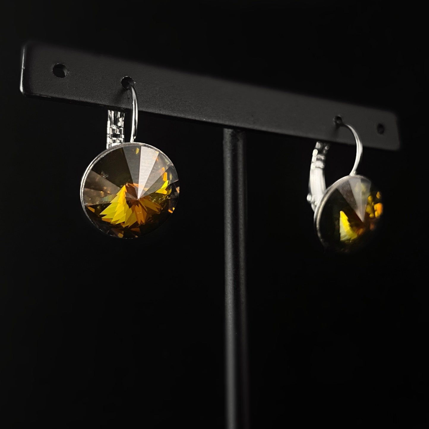 All Sparkle Round Harvest Moon Swarovski Crystal Silver Earrings - VBC