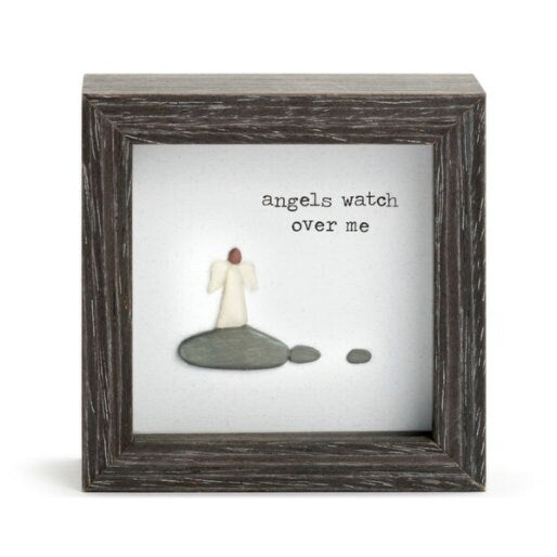 Angels Watch Over Me Shadow Box, Sharon Nowlan Pebble Art