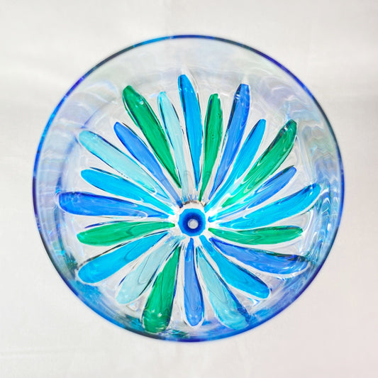 Aqua Blue Stem Incanto SD Venetian Glass Wine Glass - Handmade in Italy, Colorful Murano Glass