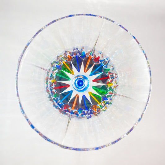 Aqua Blue Stem Venetian Glass Adagio Clarity Wine Glass - Handmade in Italy, Colorful Murano Glass