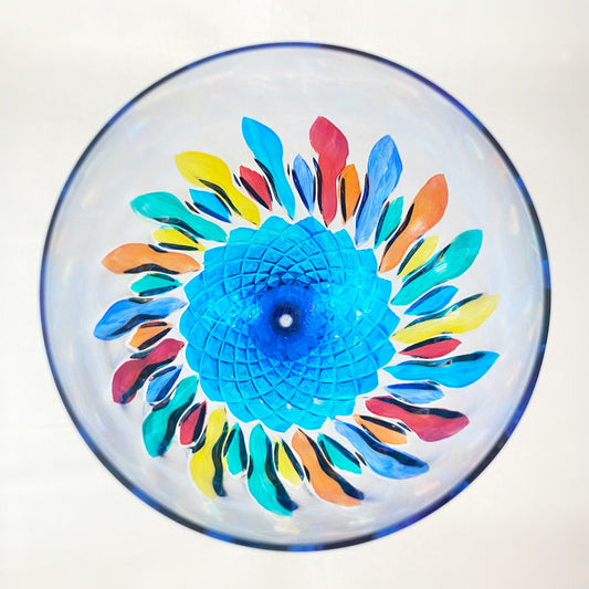 Aqua Blue Stem Venetian Glass Diamante Wine Glass - Handmade in Italy, Colorful Murano Glass