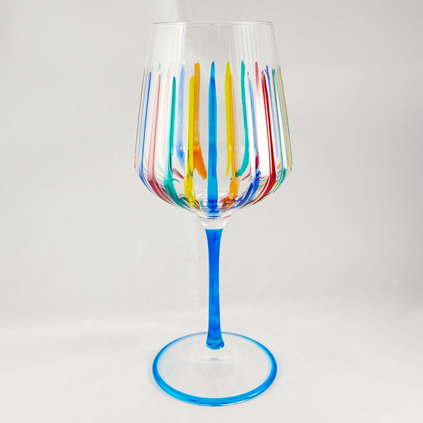 Aqua Blue Stem Venetian Glass Timeless Outline Wine