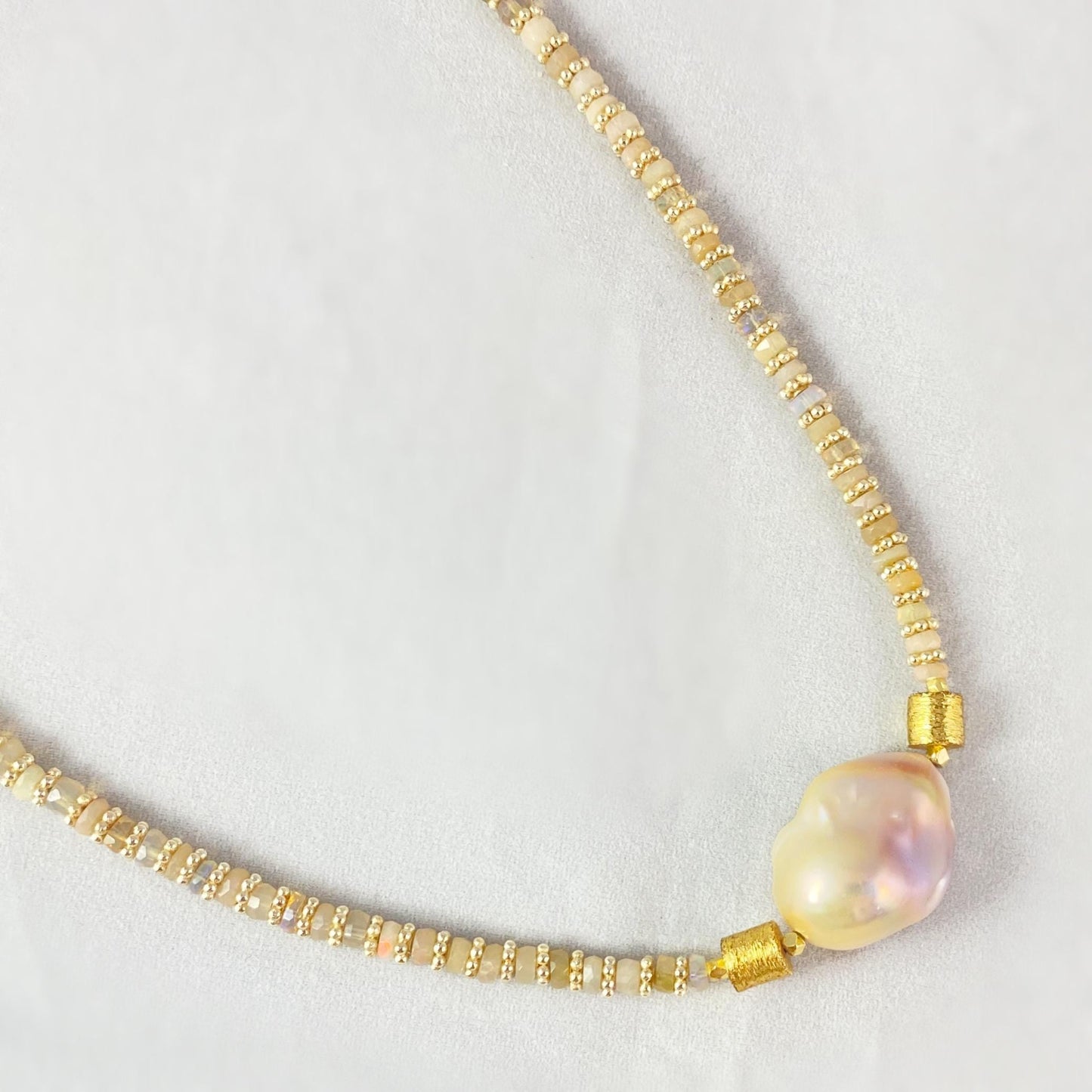 Baroque Pearl and African Opal Necklace, Handmade in USA - Avaasi