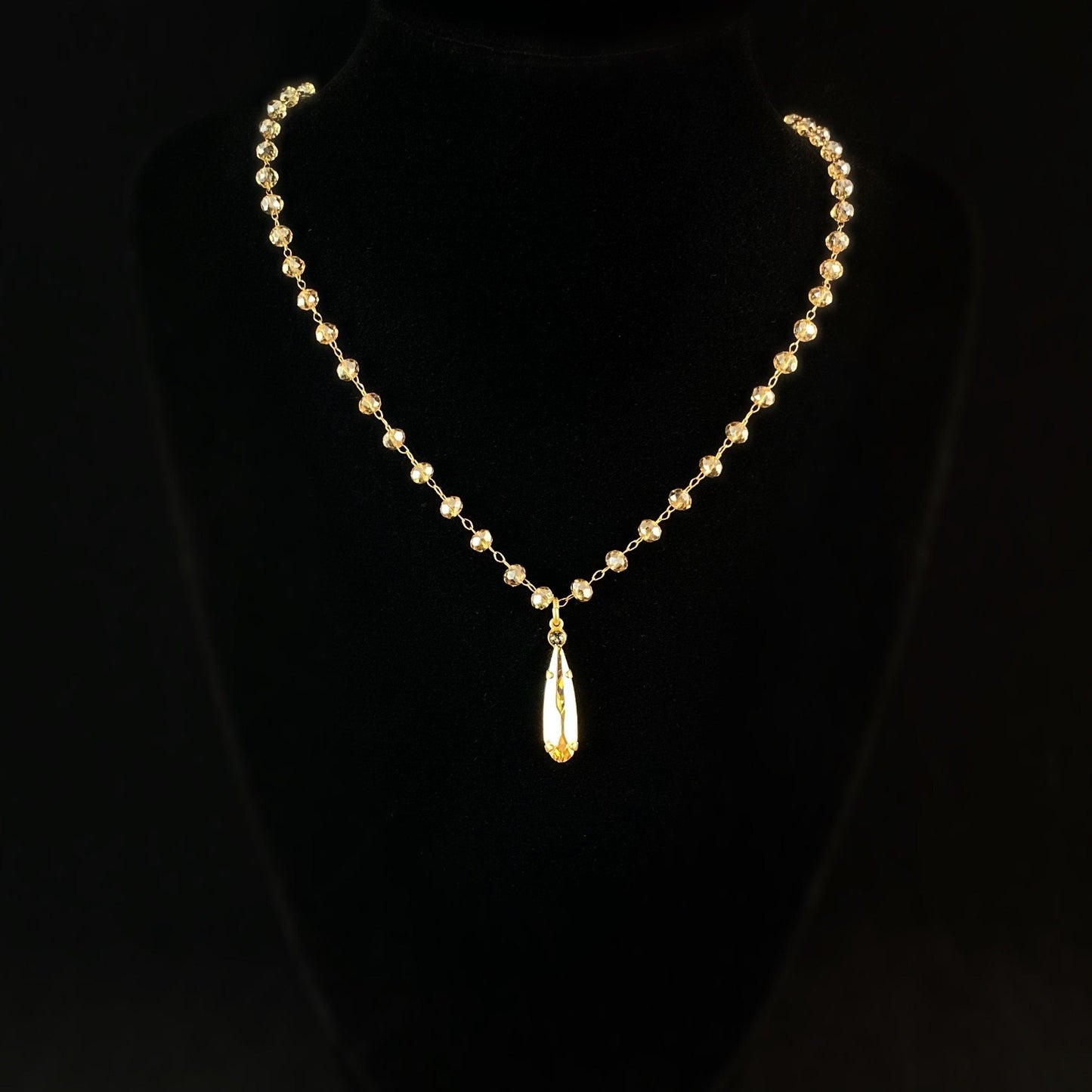 Beaded Crystal Teardrop Necklace - La Vie Parisienne by Catherine Popesco