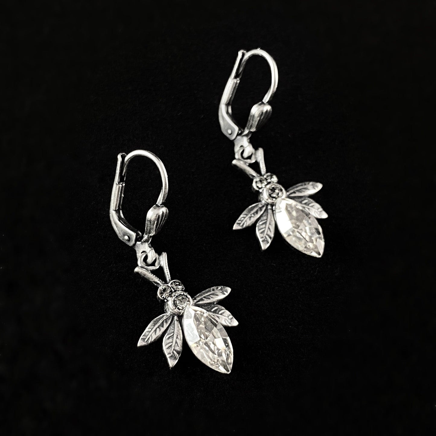 Bee Earrings with Clear Swarovski Crystals - La Vie Parisienne by Catherine Popesco