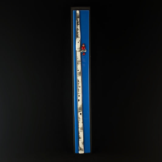 Birch Tree and Cardinal Handmade Glass Wall Decor, Blue- Made in USA