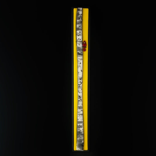 Birch Tree and Cardinal Handmade Glass Wall Decor, Yellow - Made in USA