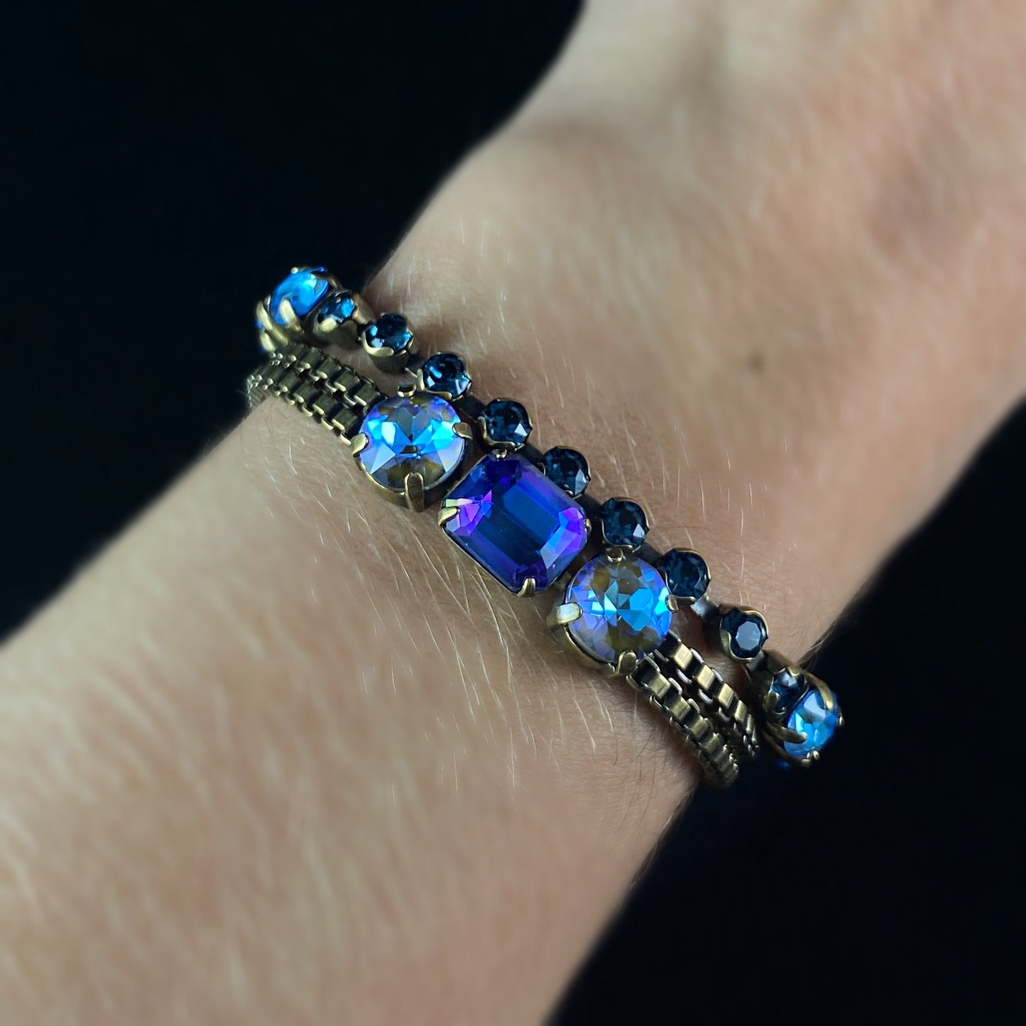 Blue Crystal Multi-Strand Layered Bracelet Miriam - Sorrelli