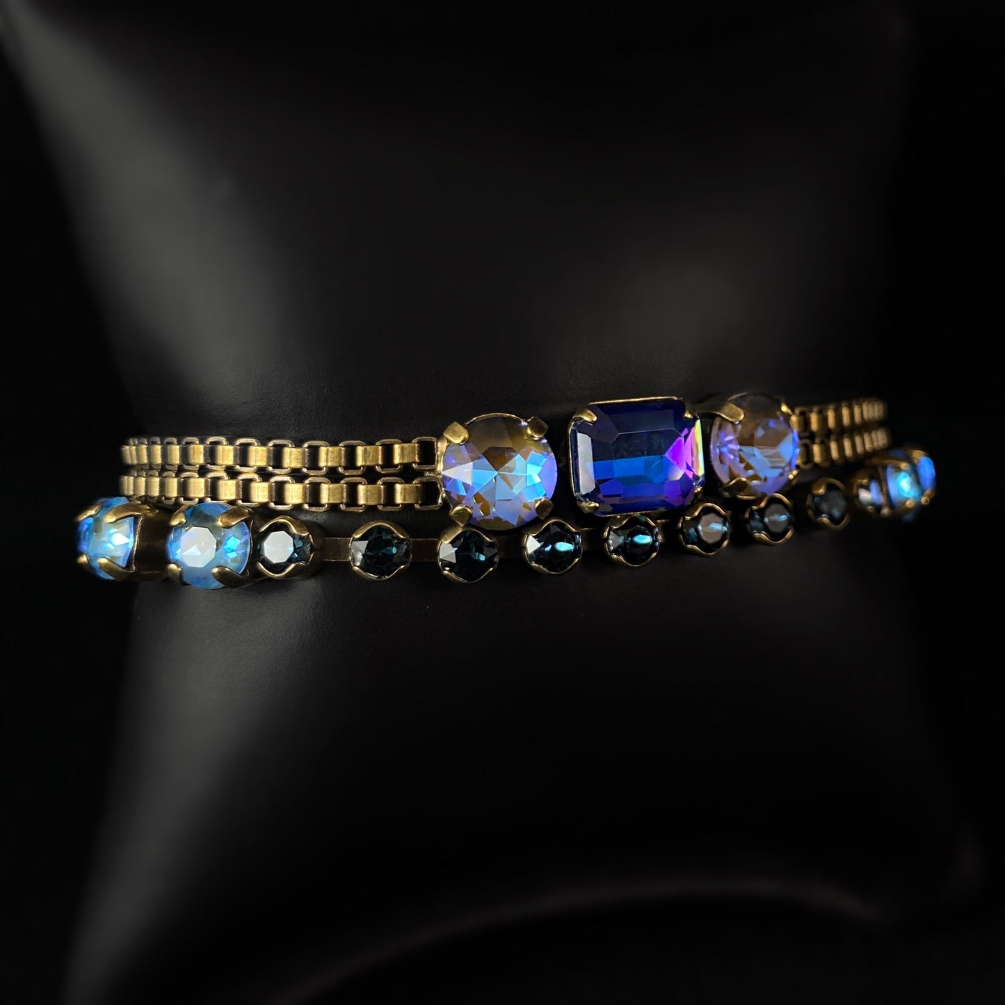 Blue Crystal Multi-Strand Layered Bracelet Miriam - Sorrelli