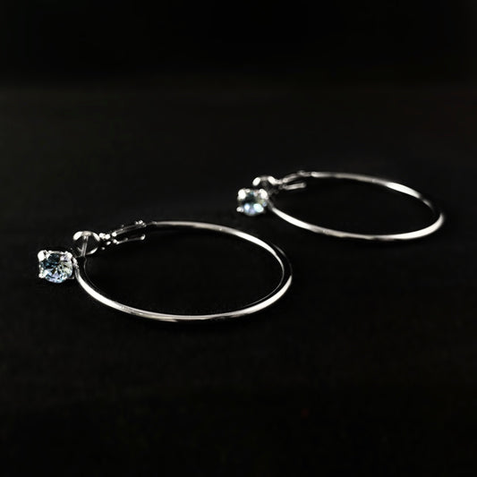 Blue Crystal Silver Hoop Earrings Serafina - Sorrelli -
