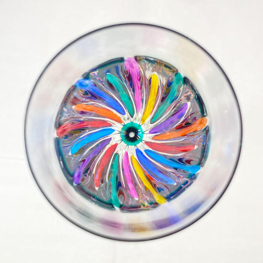 Blue Stem Incanto Venetian Glass Champagne Flute - Handmade in Italy, Colorful Murano Glass