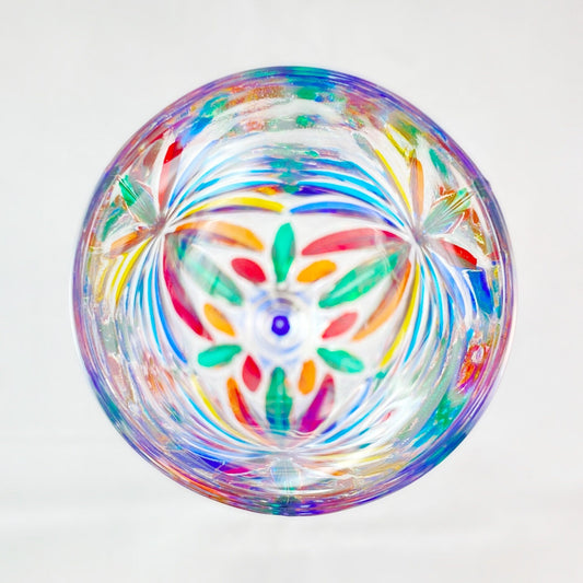 Blue Stem Oasis Venetian Glass Champagne Flute - Handmade in Italy, Colorful Murano Glass