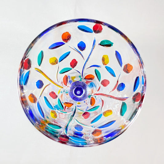 Blue Stem Tree of Life Venetian Glass Wine Glass - Handmade in Italy, Colorful Murano Glass