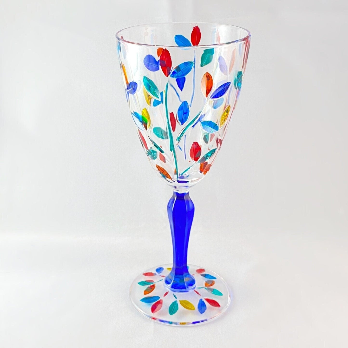 Blue Stem Tree of Life Venetian Glass Wine Glass - Handmade in Italy, Colorful Murano Glass