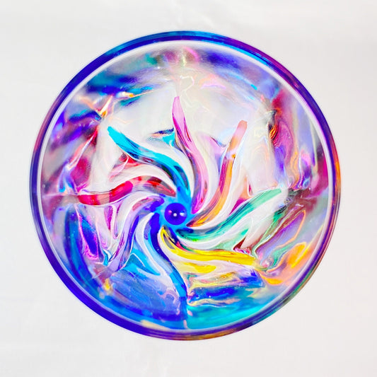 Blue Stem Trix Venetian Glass Champagne Flute - Handmade in Italy, Colorful Murano Glass