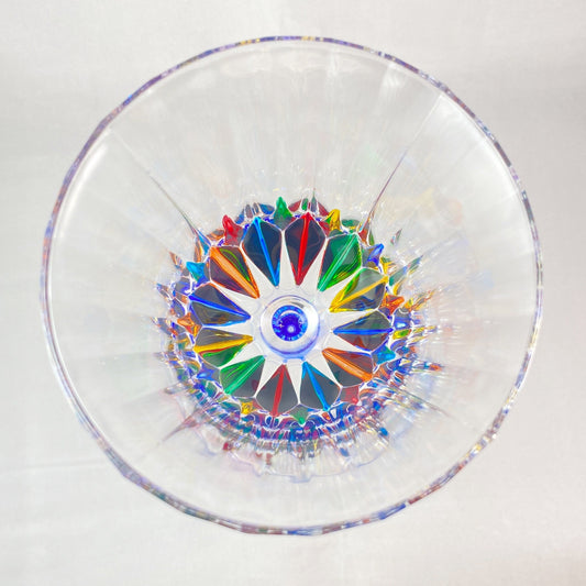 Blue Stem Venetian Glass Adagio Clarity Wine Glass - Handmade in Italy, Colorful Murano Glass