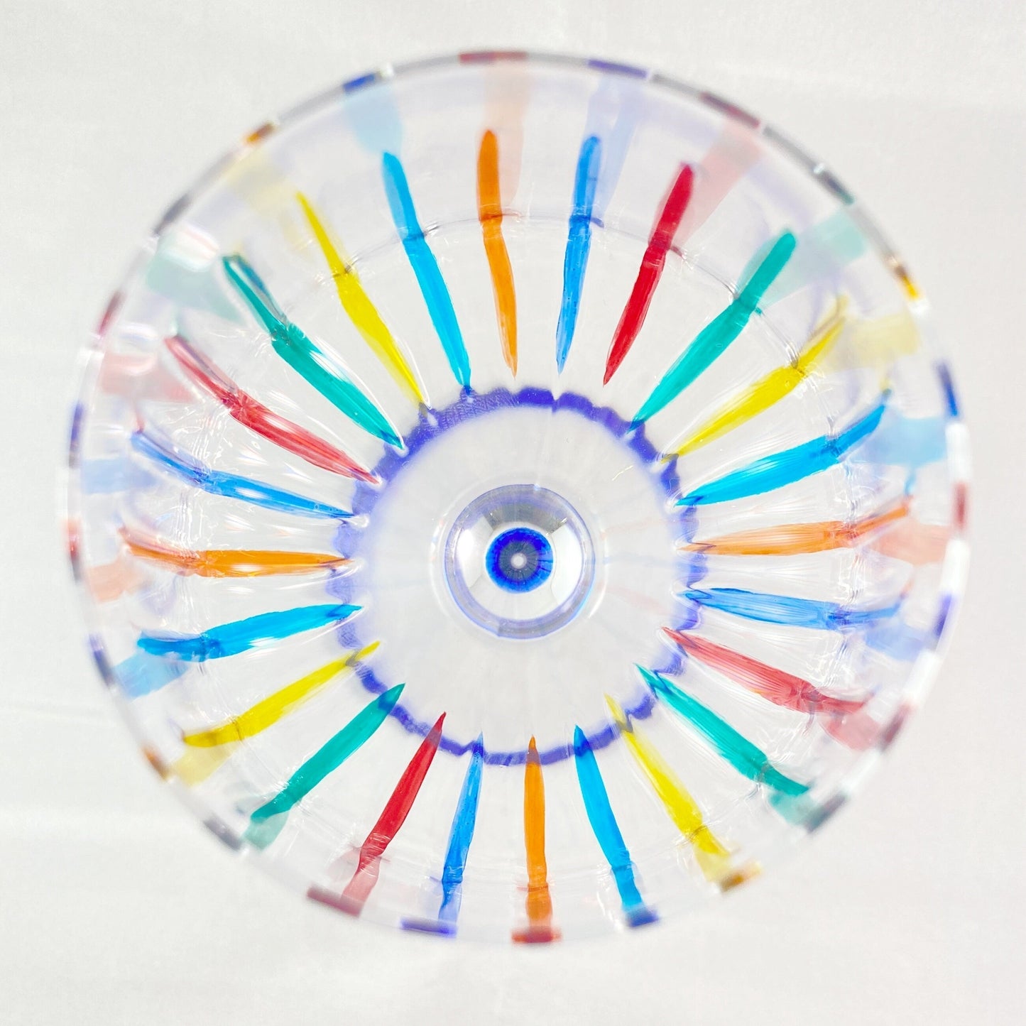 Blue Stem Venetian Glass Timeless Outline Wine Glass - Handmade in Italy, Colorful Murano Glass