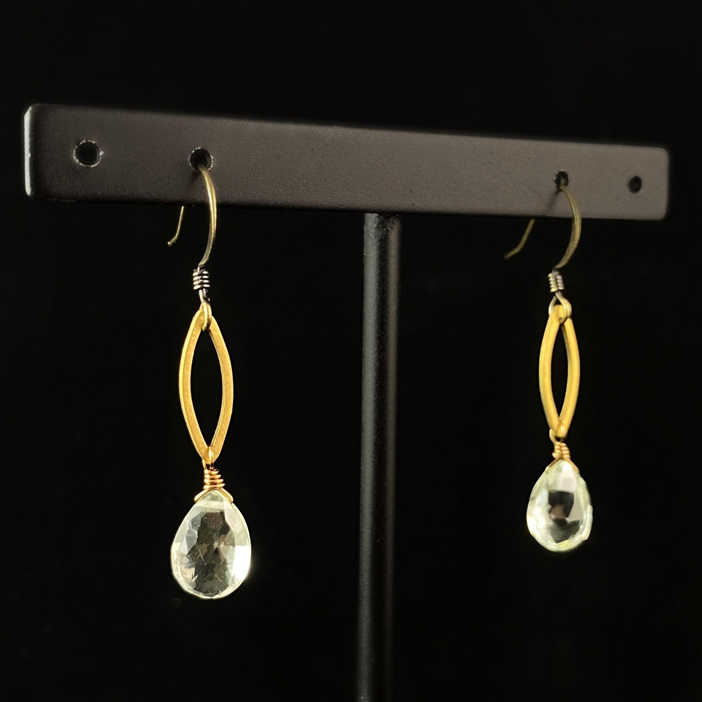 Boho Green Amethyst Dainty Marquise Earrings