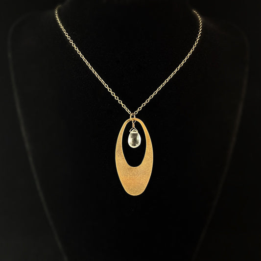 Boho Green Amethyst Modern Oblong Necklace