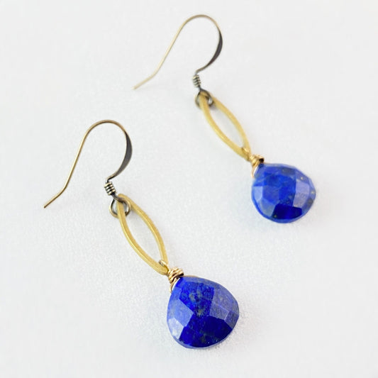 Boho Lapis Dainty Marquise Earrings