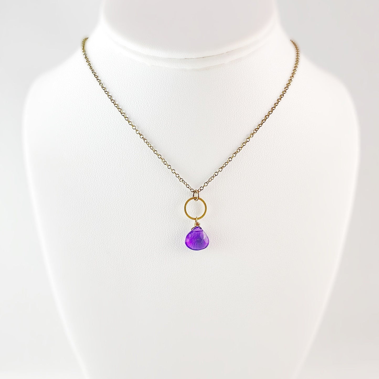 Boho Purple Quartz Circle Pendant Necklace