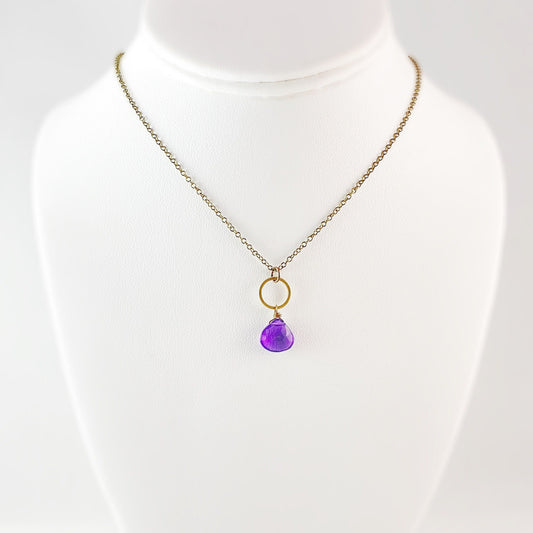 Boho Purple Quartz Circle Pendant Necklace